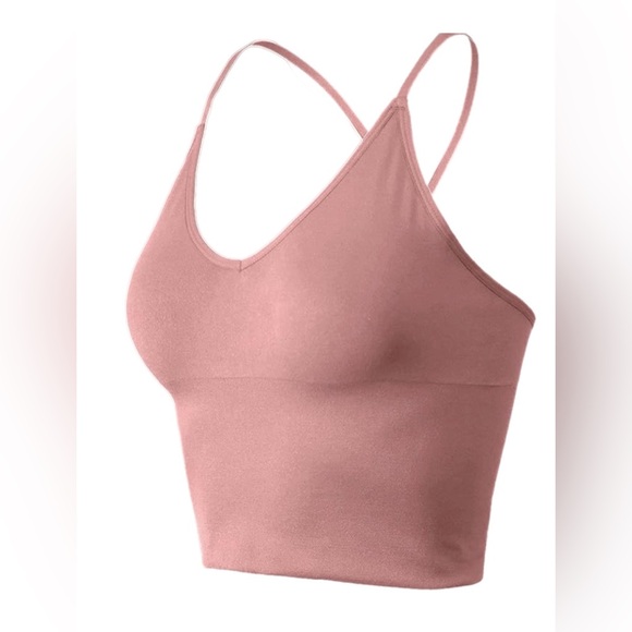 Women’s Workout Set Light Pink Leggings + Criss-cross Cami - Picture 2 of 15